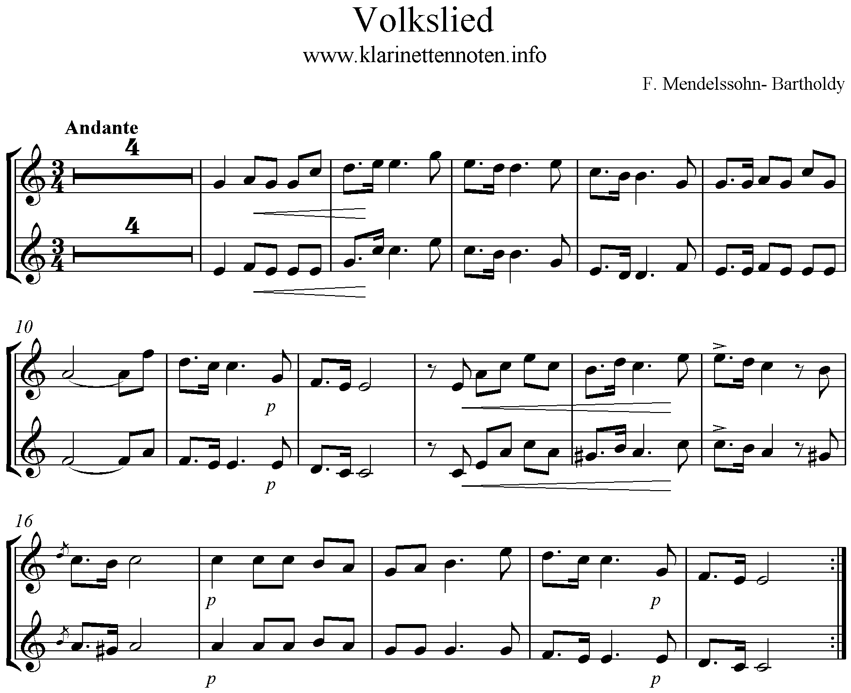 Mendelssohn, op. 63/5, C-Dur, Noten